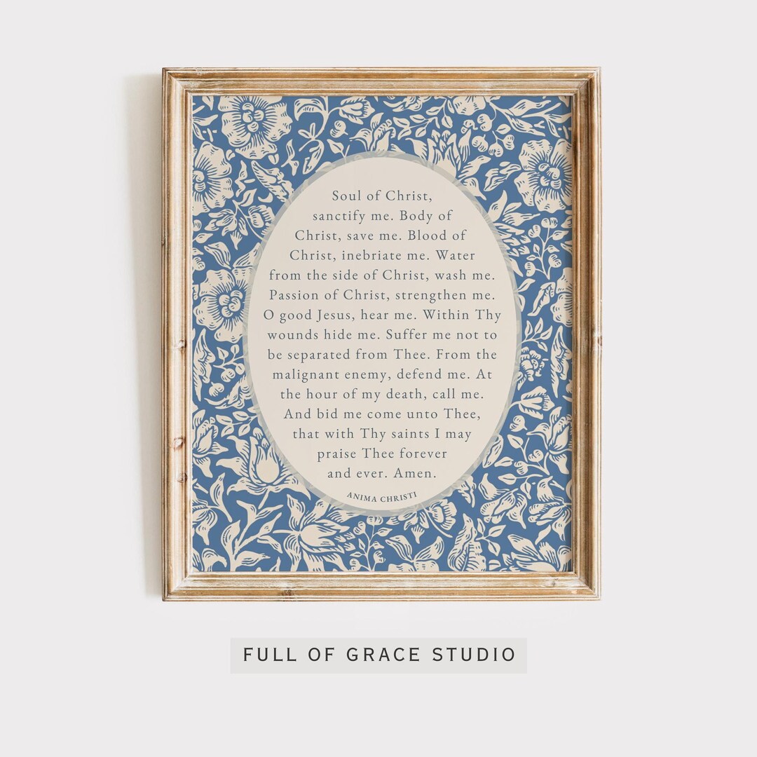 Anima Christi Prayer Printable Catholic Wall Art Vintage Style Instant