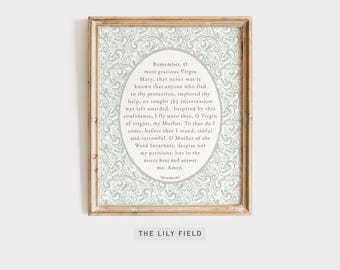Memorare Prayer Printable Catholic Wall Art Vintage Style Instant Download Christian Home Decor Catholic Gifts Religious Print Poster Sage