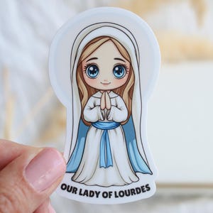 Our Lady of Lourdes Vinyl Sticker – Catholic Waterproof Sticker for
