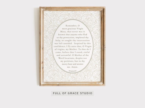 Memorare Prayer Catholic Art Print: Vintage Marian Devotion (Digital Download