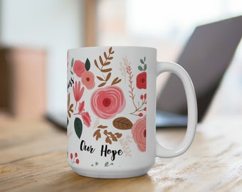 Katholieke mok Our Life our Sweetness and our Hope Keramische beker van 15 oz Katholiek cadeau voor haar - Mother Mary-koffiemok