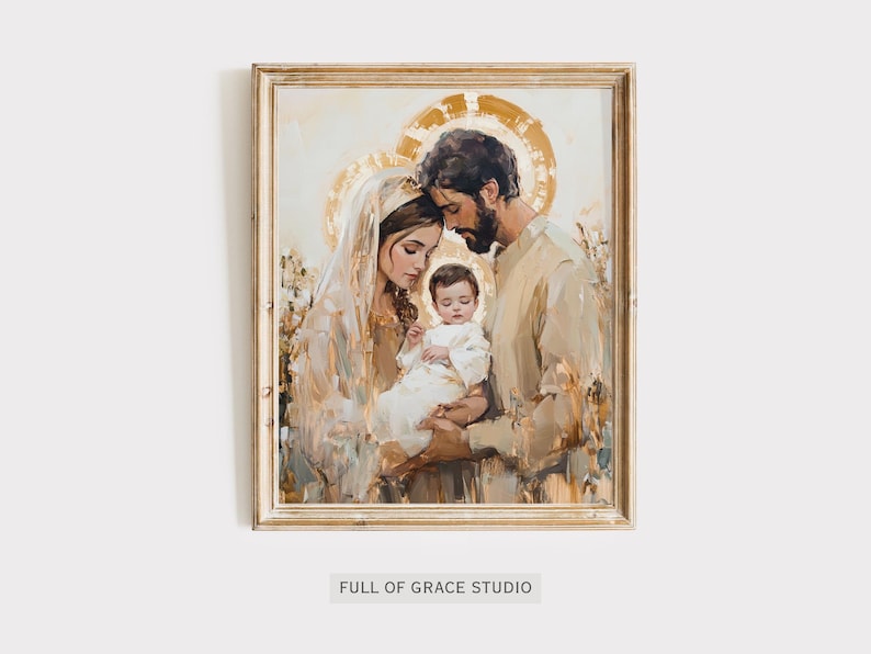 Holy Family Print Modern Catholic Art Christian Decor Catholic Painting ...