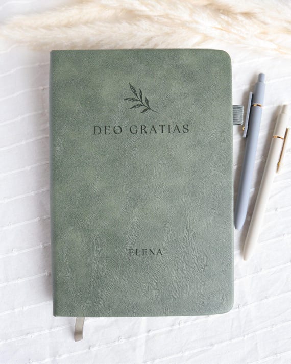 Personalized Catholic Journal Deo Gratias Bible Study Gift Engraved Prayer Journal Catholic Gift