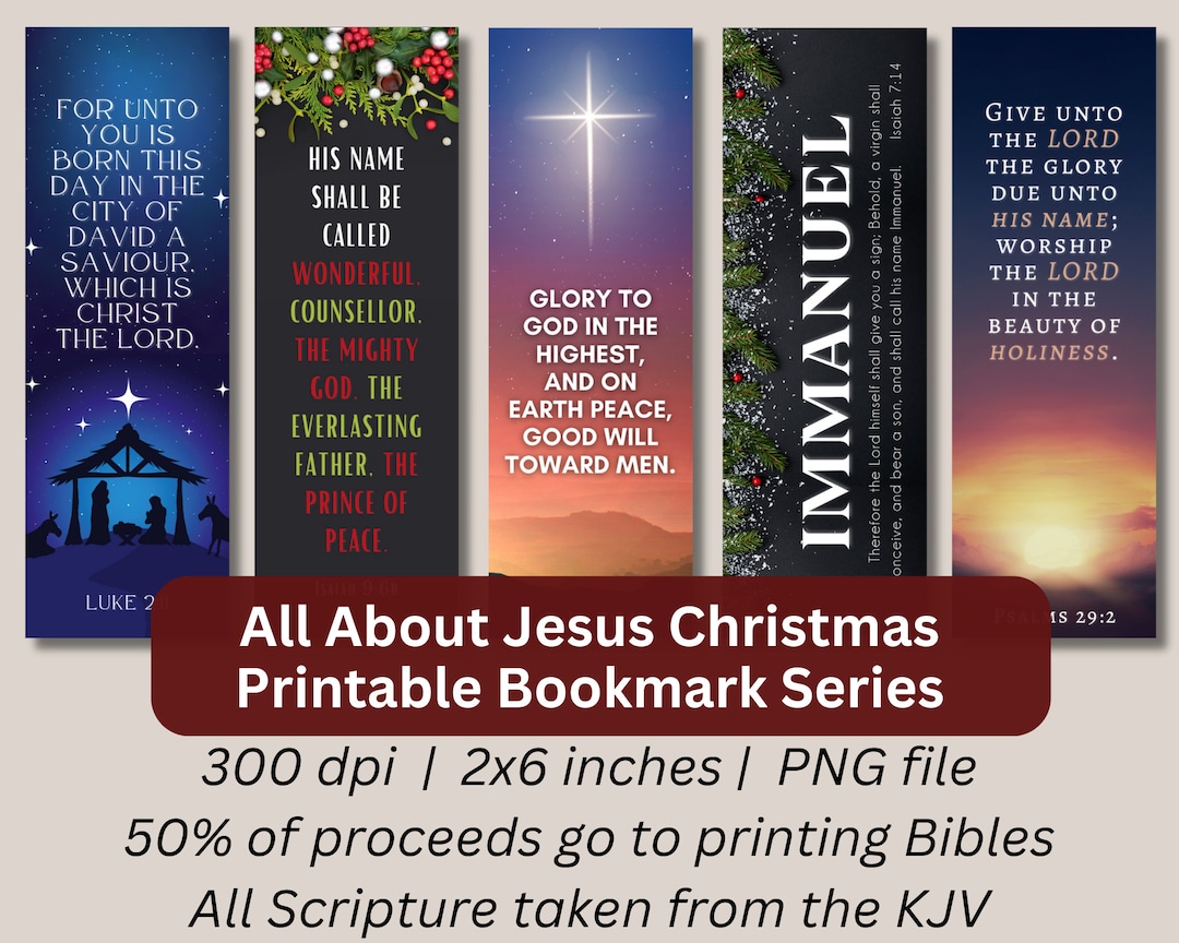 All About Jesus Christmas Printable Bookmark Series Download - Etsy