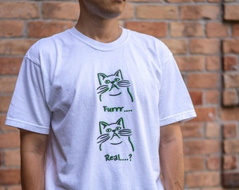 FUNNY CAT White Furr Real printed T shirts