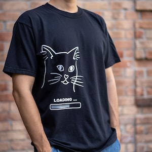 FUNNY CAT Black Dumbfounded face design T shirts image 1