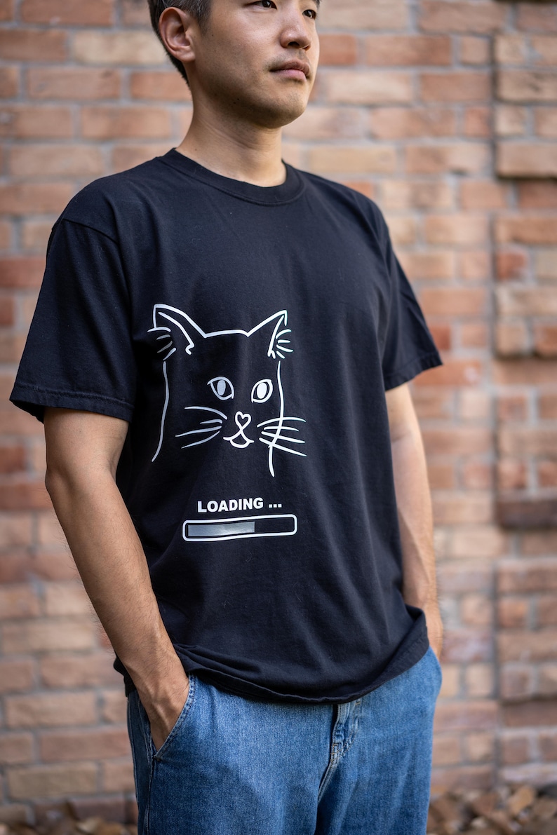 FUNNY CAT Black Dumbfounded face design T shirts image 1