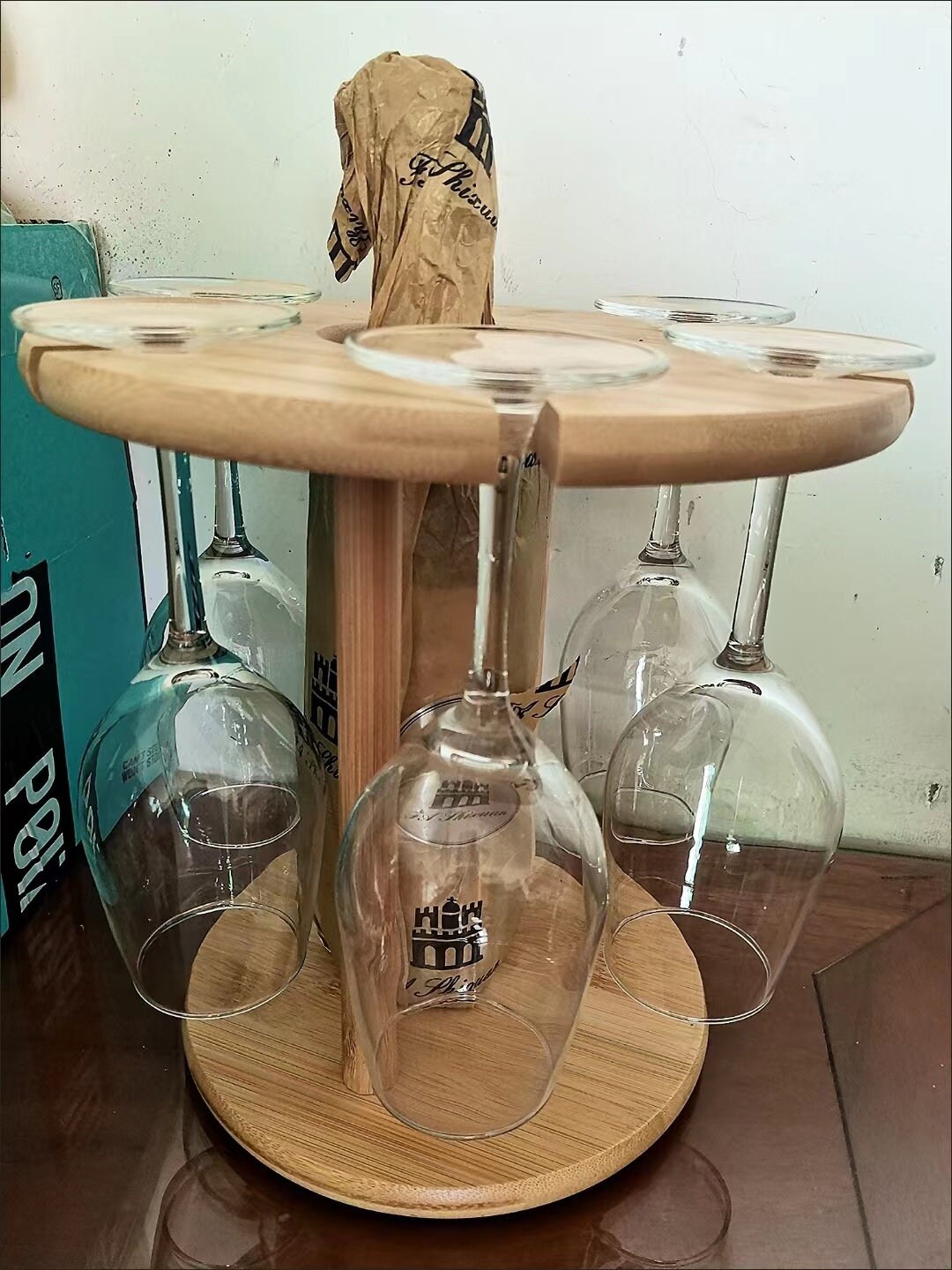 Wooden Wine Glass Rack Round Wine Rack Portable Wine Glass Etsy