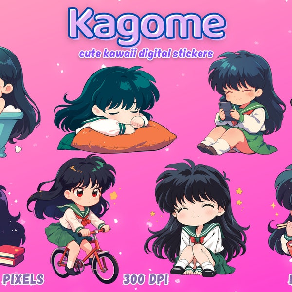 Paquete de pegatinas Inuyasha Kagome Higurashi - Descarga instantánea