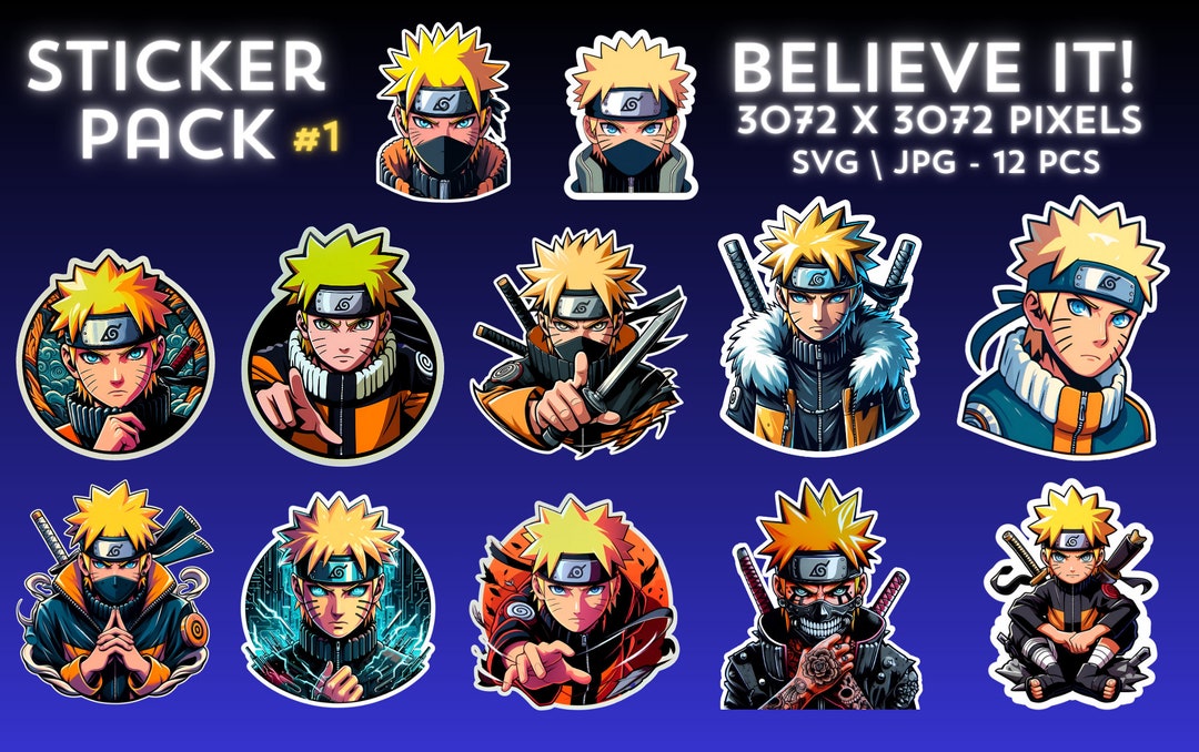 Naruto Sticker PNG Pack, Anime Sticker Set, Anime PNG, Anime SVG, Sticker Design, Anime Clipart