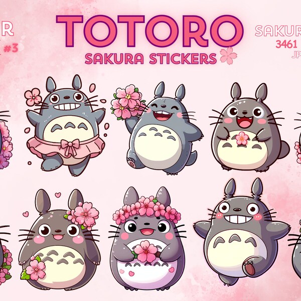 Totoro png kawaii Sakura sticker png cherry blossom cute flowers