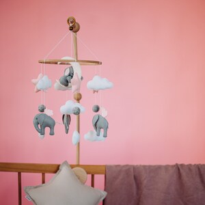 Elephant mobile Baby Girl pink mobile Animal mobile Baby crib mobile Star and Clouds mobile Baby milestone gift Baby nursery decor gift