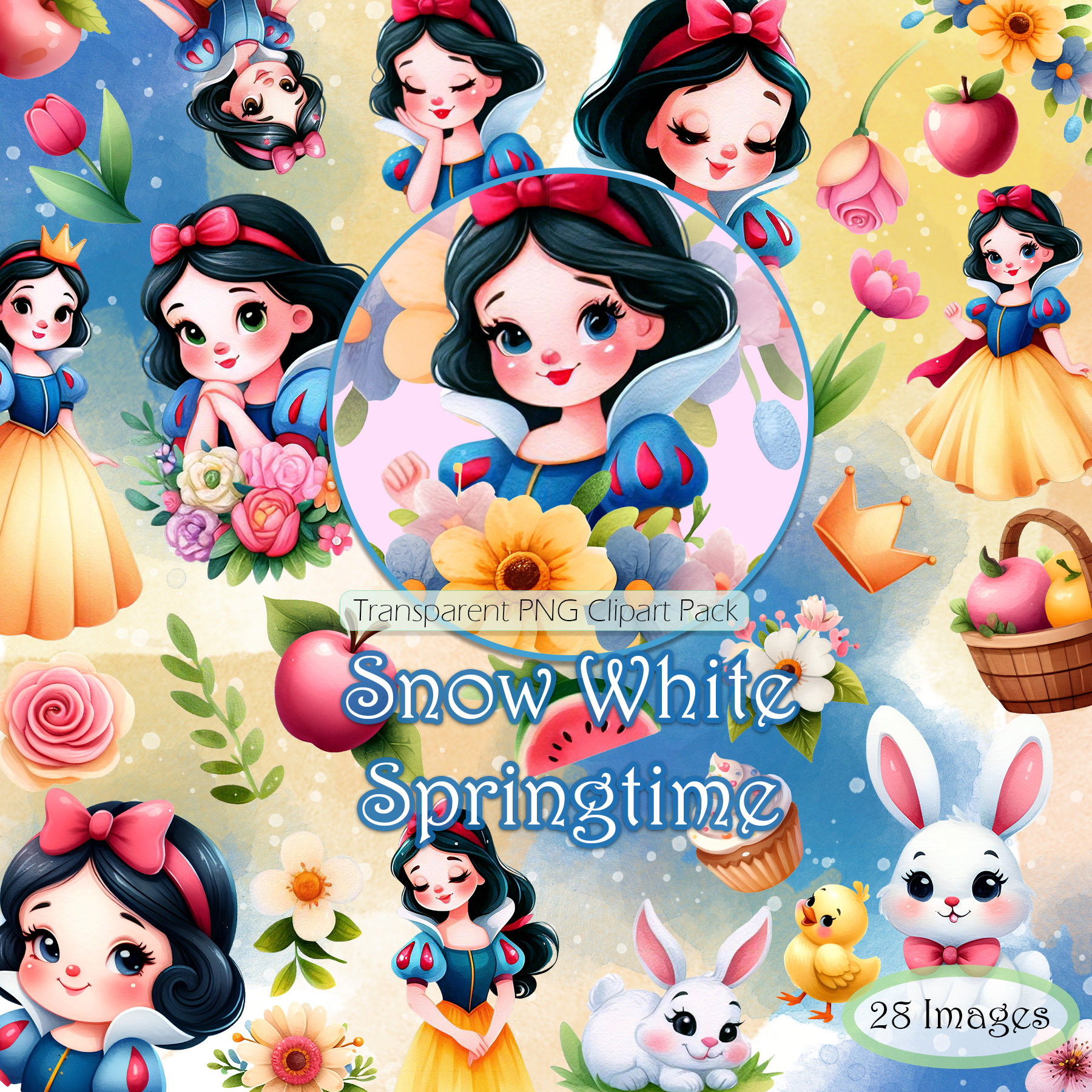 Happy Dwarf Snow White Tree Stump Vintage Personalized Birthday Card - Red  Heart Print