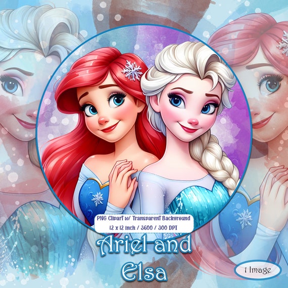 Ariel and Elsa Clipart Images, Commercial Files, Little Mermaid ...
