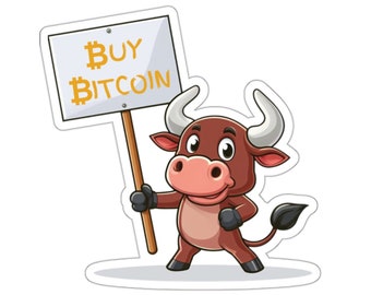 Buy Bitcoin Bull Sticker, Vinyl Funny Sticker for Crypto lover, Bull Run Bear market with a BTC Sign, Degen