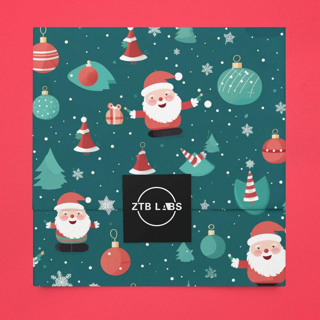 Wrapping Paper Santa Tree Wrapping Paper Christmas Gift Etsy