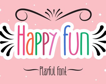 Happy Fun - Playful Font, Serif Font, Modern Font, Boho Font, Branding Font, Futuristic Font, Fonts for Cricut, Bohemian Fonts, Cricut Font