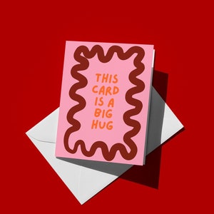 Wavy Border love card trendy greeting card pink modern birthday card hug card minimalist greeting card for her valentines card grief card