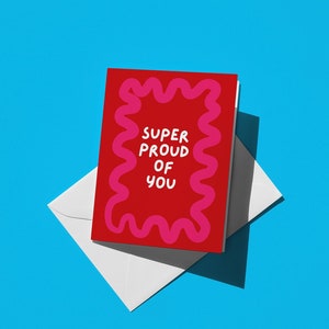 Cute proud of you card birthday trendy card wavy border card modern greeting card celebration card minimalist greeting card for her card