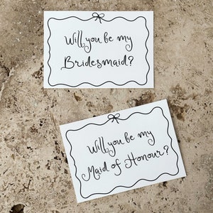 Wavy Border Bridal Party Proposal Cards Modern wedding stationary Will you be my bridesmaid maid of honour proposal box cards Bridesmaid