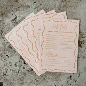 Baby Predictions Wavy Border Baby Shower Orange Squiggly Border Baby Curve Boy or Girl Game Wave Invitation Unisex Baby Shower Game