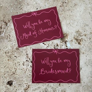 Wavy Border Bridal Party Proposal Cards Modern wedding stationary Will you be my bridesmaid maid of honour proposal box cards Bridesmaid