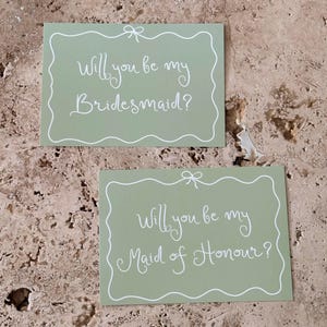 Wavy Border Bridal Party Proposal Cards Modern wedding stationary Will you be my bridesmaid maid of honour proposal box cards Bridesmaid