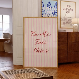 French Print Funny Kitchen Wall Art Retro Wall Art French Poster Dining Room Decor Gift Wall Prints Stripe Paris Print Aesthetic Decor