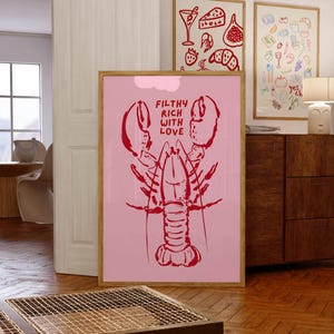 Lobster Art Print, Trendy Kitchen Wall Decor (Digital Download)