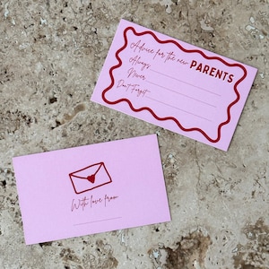 Wavy Border Baby Shower Advice cards Pink Squiggly Border Baby Girl Advice card Gender reveal Baby Shower Game New Parent card Pink Baby