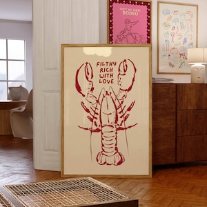 Lobster Wall Art Print, Filthy Rich With Love (Digital Download)