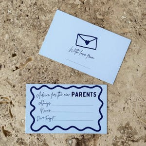 Baby Shower Game Baby Advice cards Blue Squiggly Border Baby Boy Advice card Gender reveal Baby Shower Game New Parent card Blue Baby