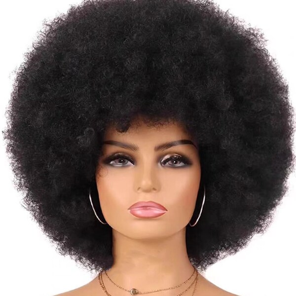 Vibrant Black Afro Wig Picture Illustration Vibrant Black Afro Wig Picture Illustration