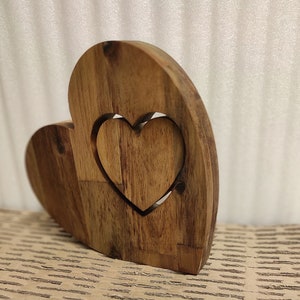 Gran corazón de madera, corazones de madera de acacia, escultura de madera, regalo de bodas, San Valentín, decoración