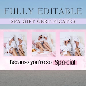 Vale de regalo de spa editable / Plantilla de certificado de regalo / Tarjeta de regalo de masaje de spa / Porque eres tan espacial / Certificado de regalo de bienestar