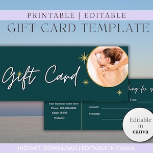 Certificado de regalo de masaje editable / Tarjeta de regalo imprimible de masaje / Vale de regalo de masaje de spa / Descarga instantánea / Regalo de masaje de San Valentín