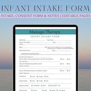 Moduli di assunzione e consenso per massaggi infantili modificabili/Moduli per massaggiatori/Modello modulo per massaggi infantili/Download istantaneo