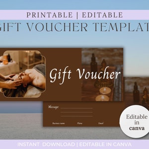 Editable Massage Gift Certificate | Massage Printable Gift Card | Spa Massage Gift Voucher | Instant Download | Christmas Massage Gift