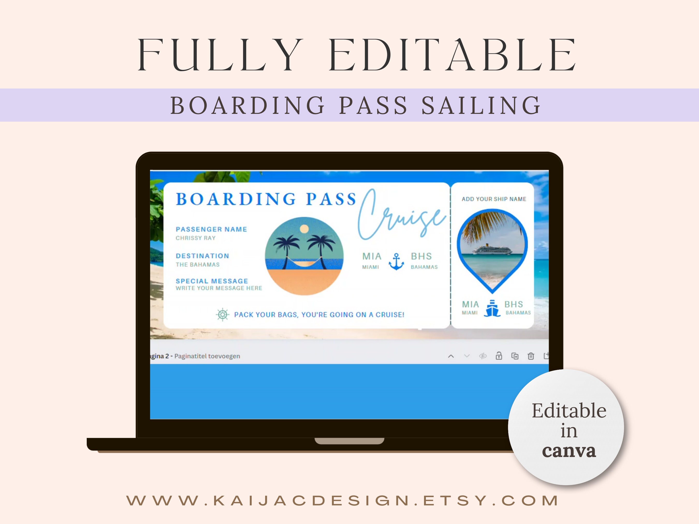 Cruise Boarding Pass Editable Template | Cruise Vacation Editable ...