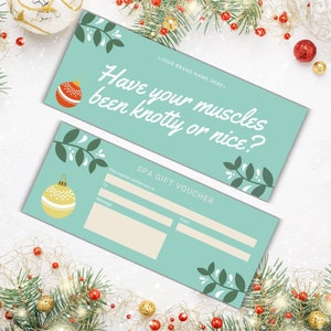 Certificado de regalo de masaje editable / Tarjeta de regalo imprimible de masaje / Vale de regalo de masaje de spa / Descarga instantánea / Regalo de masaje de Navidad