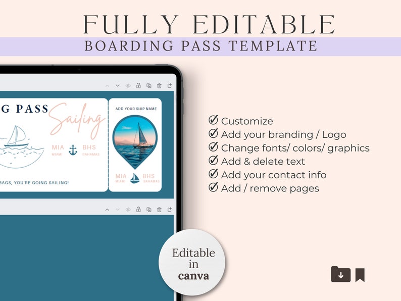 Sailing Boarding Pass Ticket: Surprise Vacation Gift (editable, Digital ...
