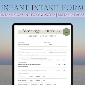 Moduli di assunzione e consenso per massaggi infantili modificabili/Moduli per massaggiatori/Modello modulo per massaggi infantili/Download istantaneo