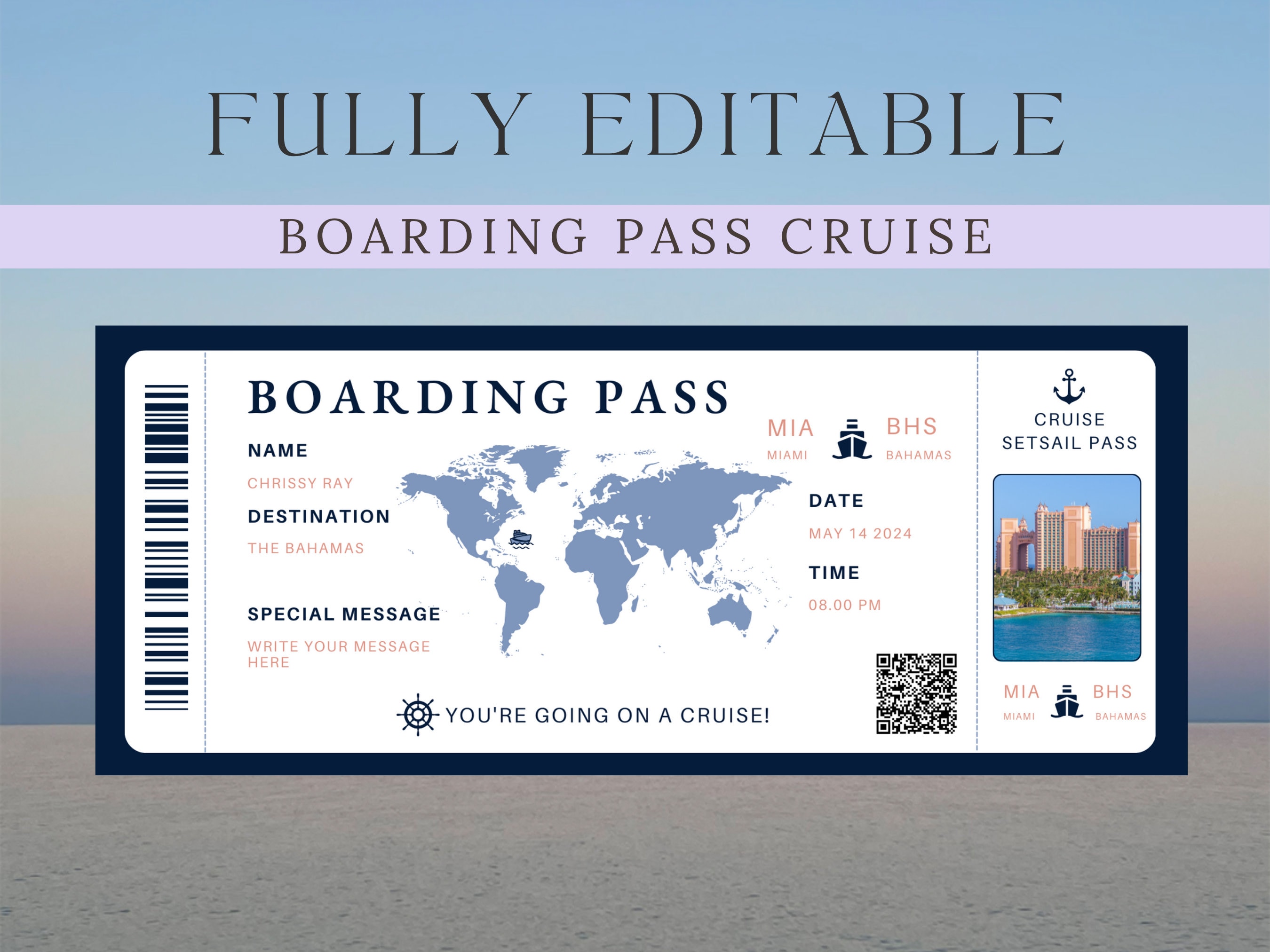Cruise Boarding Pass Editable Template Cruise Vacation Editable Ticket Cruise Boarding Pass Editable Template Cruise Vacation Editable Ticket