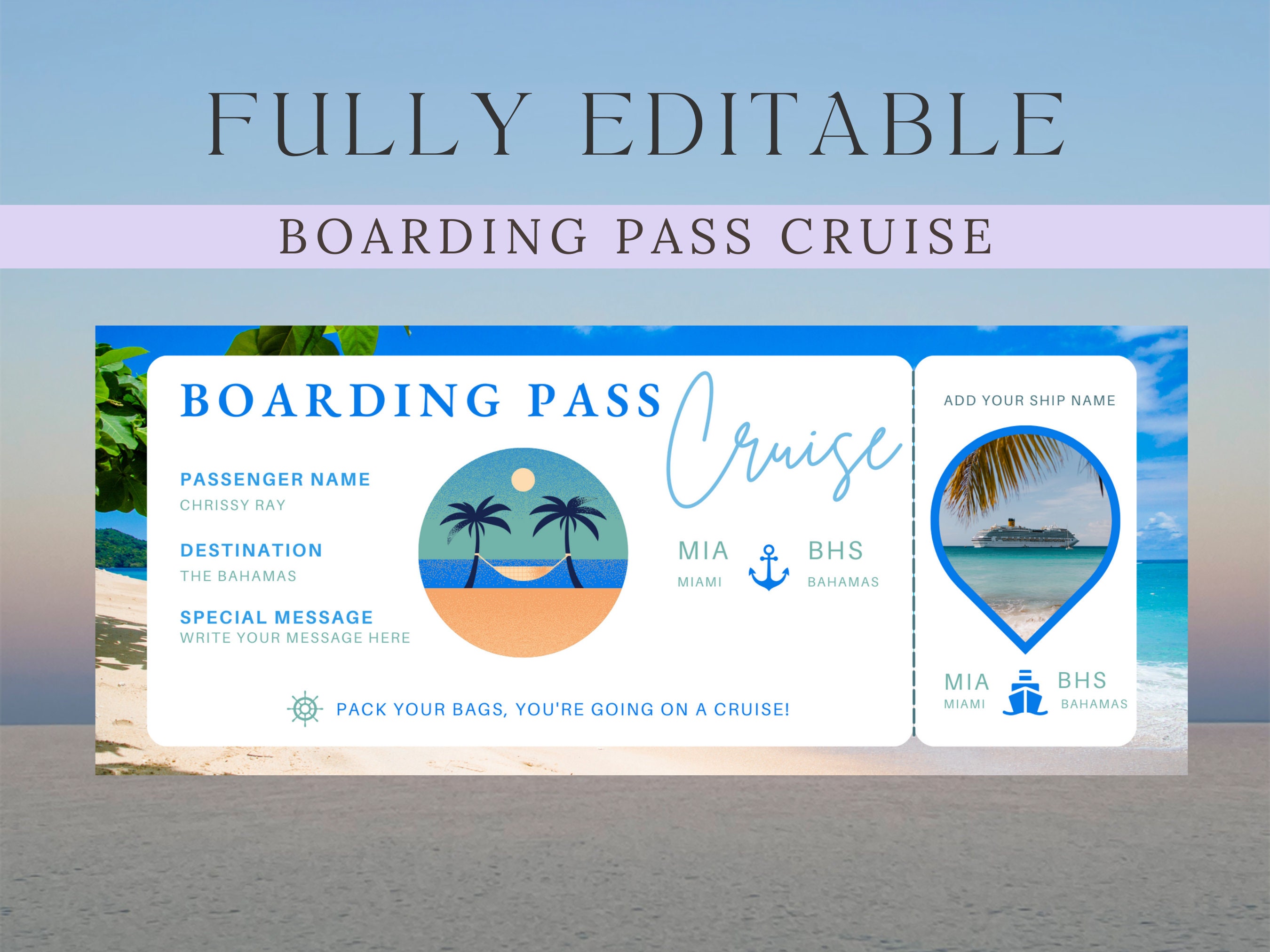 Cruise Boarding Pass Editable Template Cruise Vacation Editable Cruise Boarding Pass Editable Template Cruise Vacation Editable