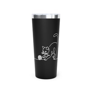 Copo térmico para amantes de gatos - Cafeína e canino, caneca de viagem, presente para animais de estimação, caneca para mãe de gato, copo engraçado, xícara de café exclusiva
