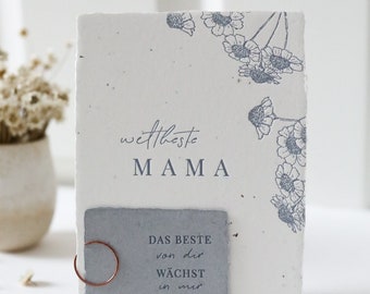 Einpflanzbare Muttertagskarte aus handgeschöpftem Saatpapier | Karten-Set Das Beste von dir | Muttertagsgeschenk | Wildblumen | Büttenpapier