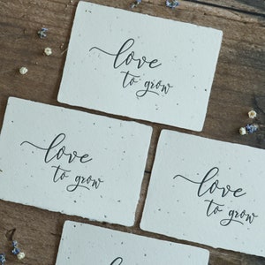3er-Set einpflanzbares Gastgeschenk aus handgeschöpftem Saatpapier | love to grow | Hochzeit | Letterpress | Büttenpapier | Giveaway