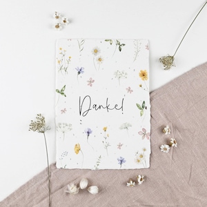 Einpflanzbare Dankeskarte aus handgeschöpftem Saatpapier | Karte Blüten der Dankbarkeit | Zeichen der Dankbarkeit | Büttenpapier