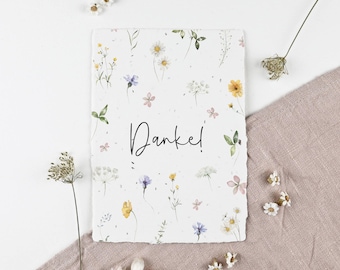 Einpflanzbare Dankeskarte aus handgeschöpftem Saatpapier | Karte Blüten der Dankbarkeit | Zeichen der Dankbarkeit | Büttenpapier