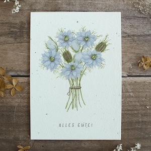 Einpflanzbare Hochzeitskarte aus handgeschöpftem Saatpapier | Karte Alles Gute | Glückwunsch-Karte zur Hochzeit | Büttenpapier